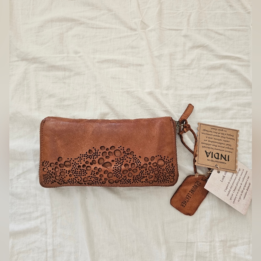 🤎Geniune Brown Leather Wallet Handcrafted In India NWT